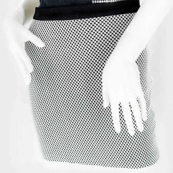 Bebe Black & White Fishnet Midi Skirt - Picture 2 of 4